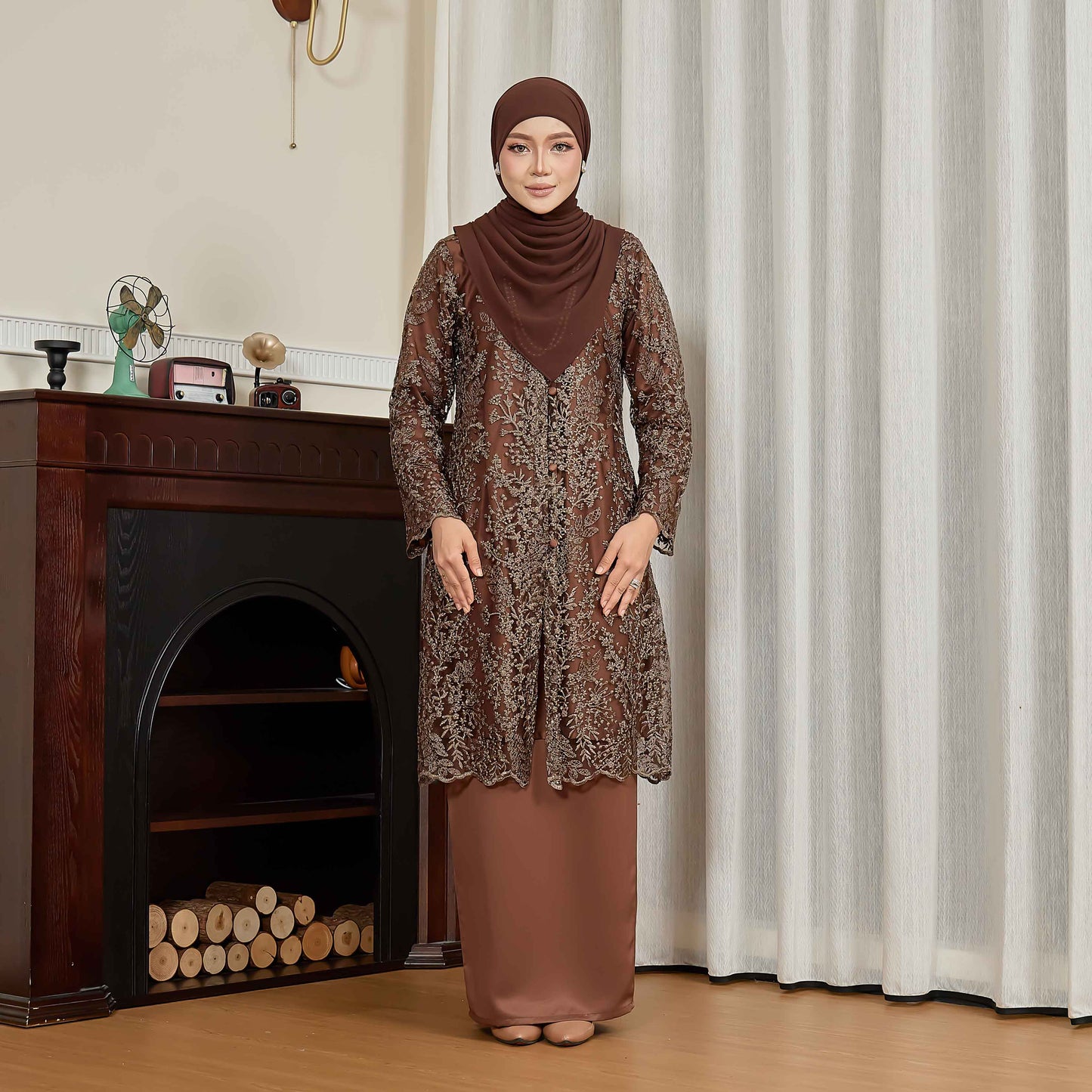 CLARA RIZQA - PETRA baju kurung moden material lace + sutera pearl lace
