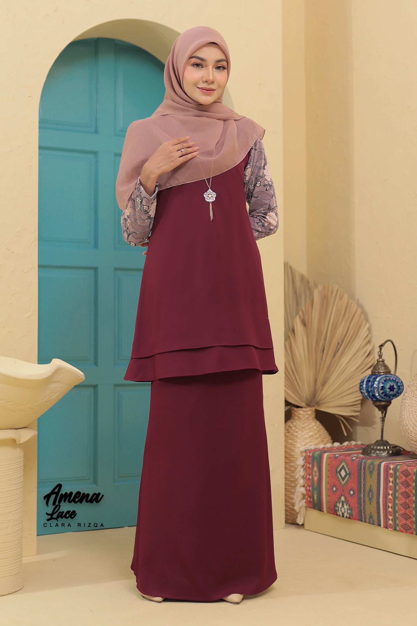 Amenaa Lace - Maroon