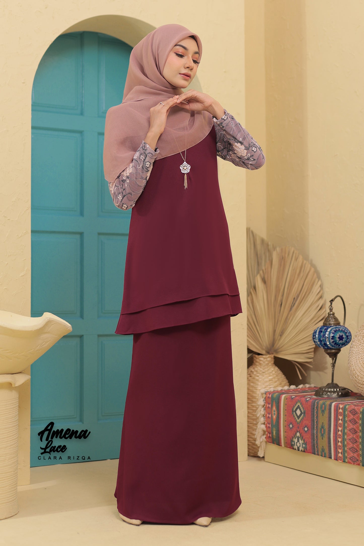 Amenaa Lace - Maroon