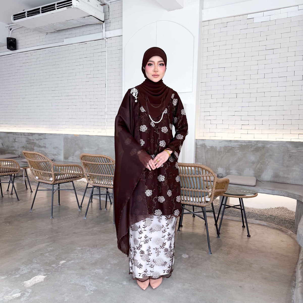 CLARA RIZQA - ELVINA baju kurung muslimah material premium como crepe + Lace