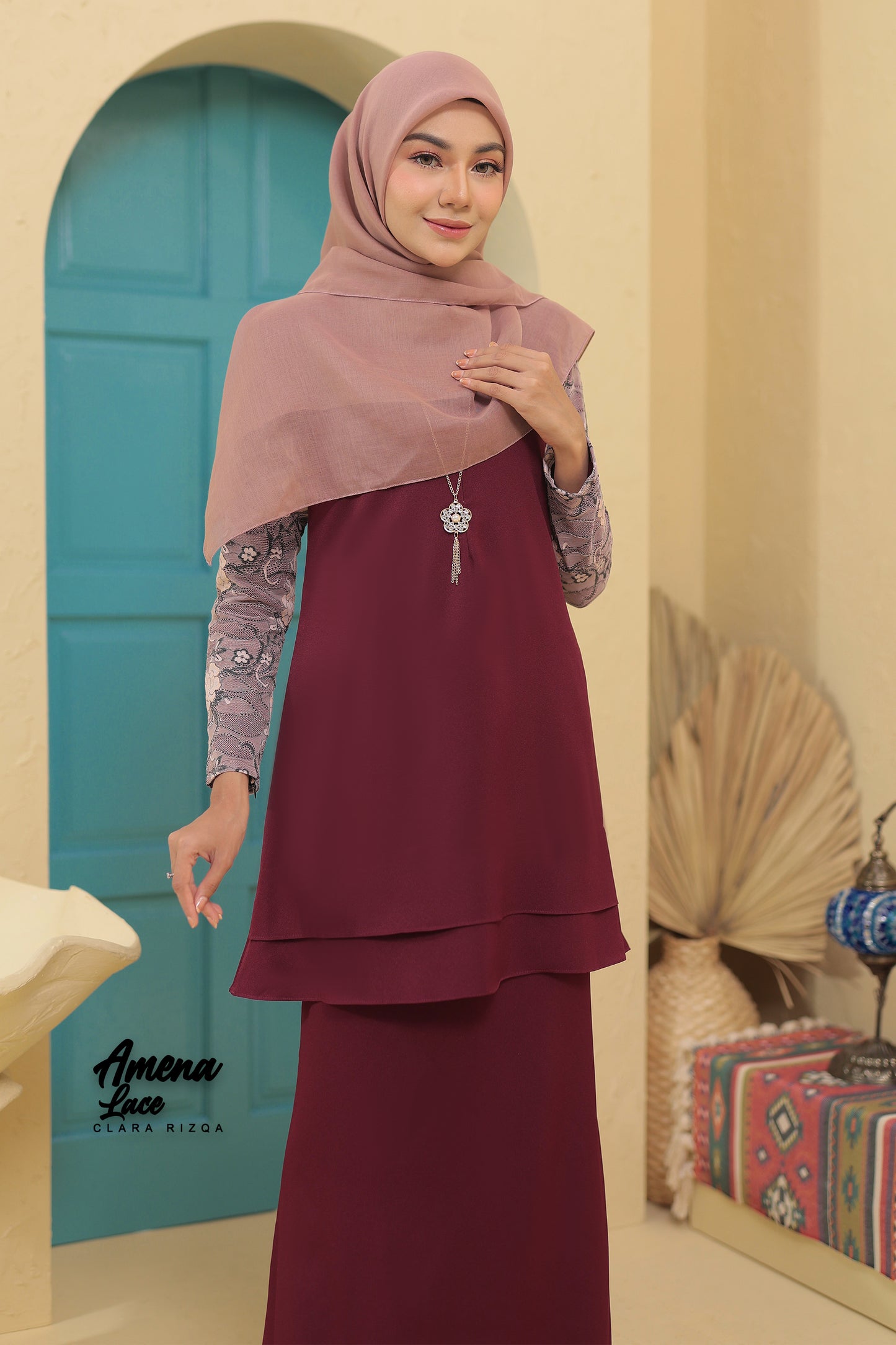 Amenaa Lace - Maroon