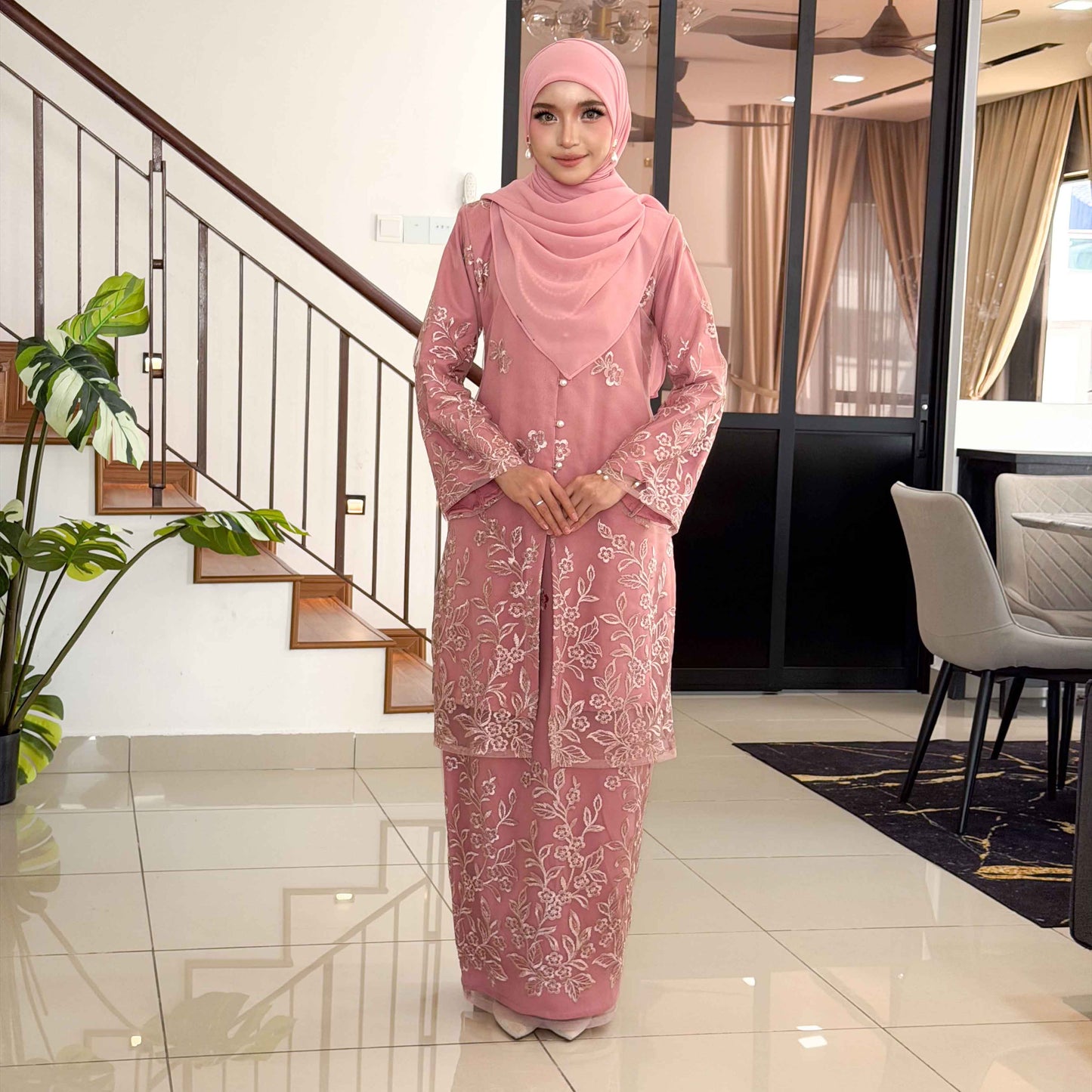 CLARA RIZQA - DALISHA baju kurung muslimah material premium como crepe + Lace
