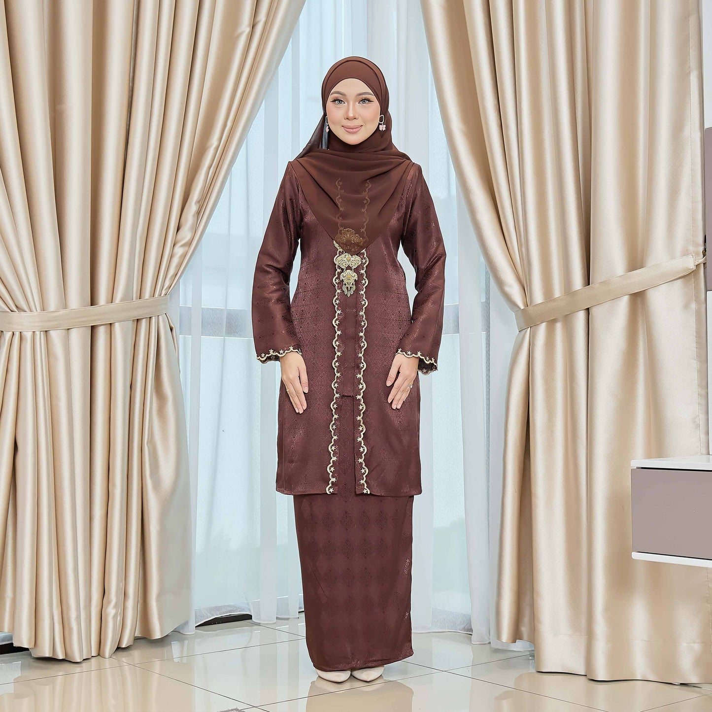 CLARA RIZQA - DIAN baju kurung muslimah material jacquard sulam