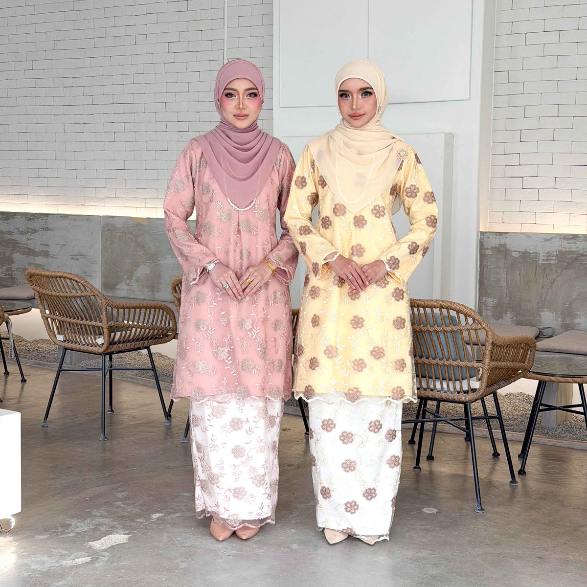 CLARA RIZQA - ELVINA baju kurung muslimah material premium como crepe + Lace