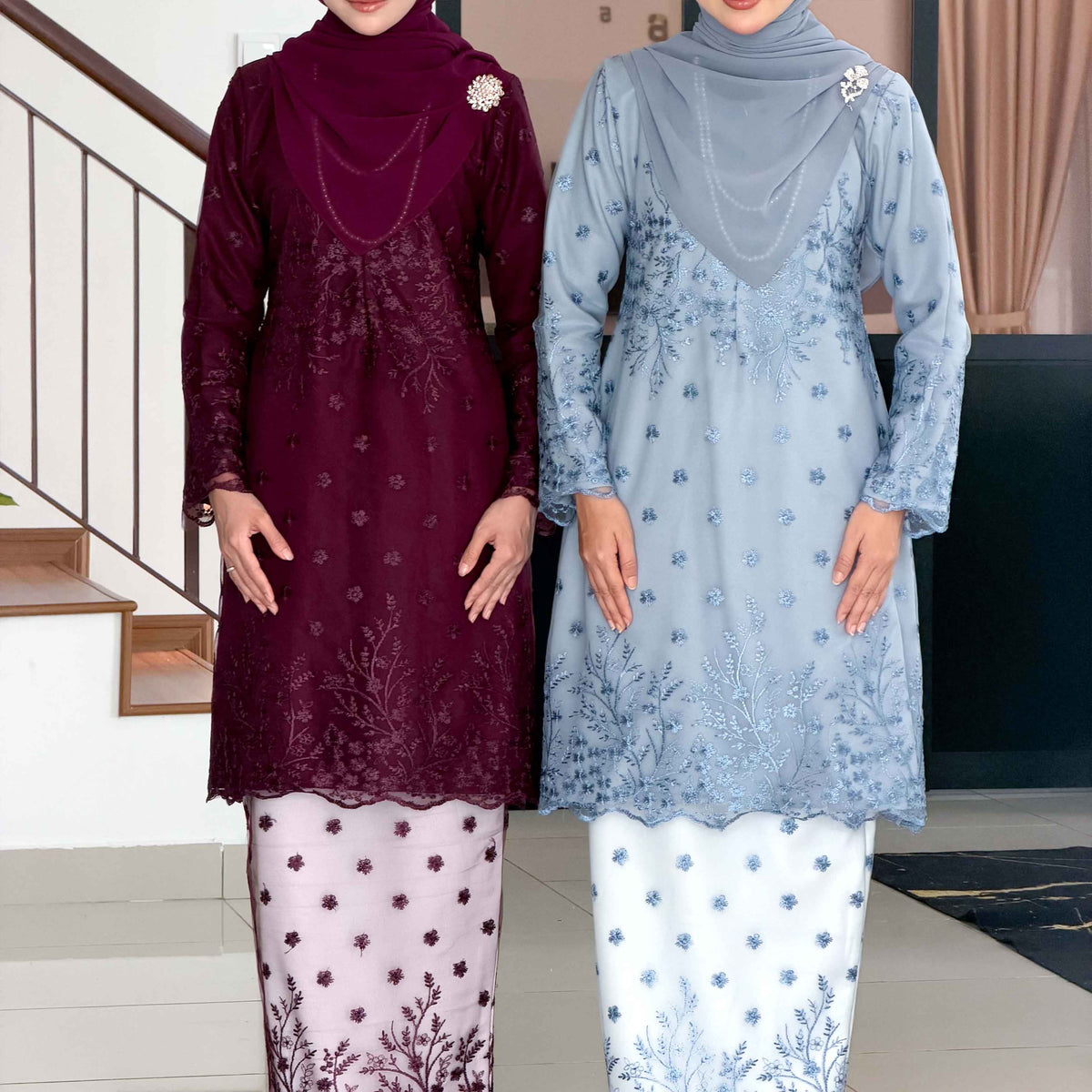 CLARA RIZQA - AYAROSE baju kurung muslimah material premium como crepe + Lace