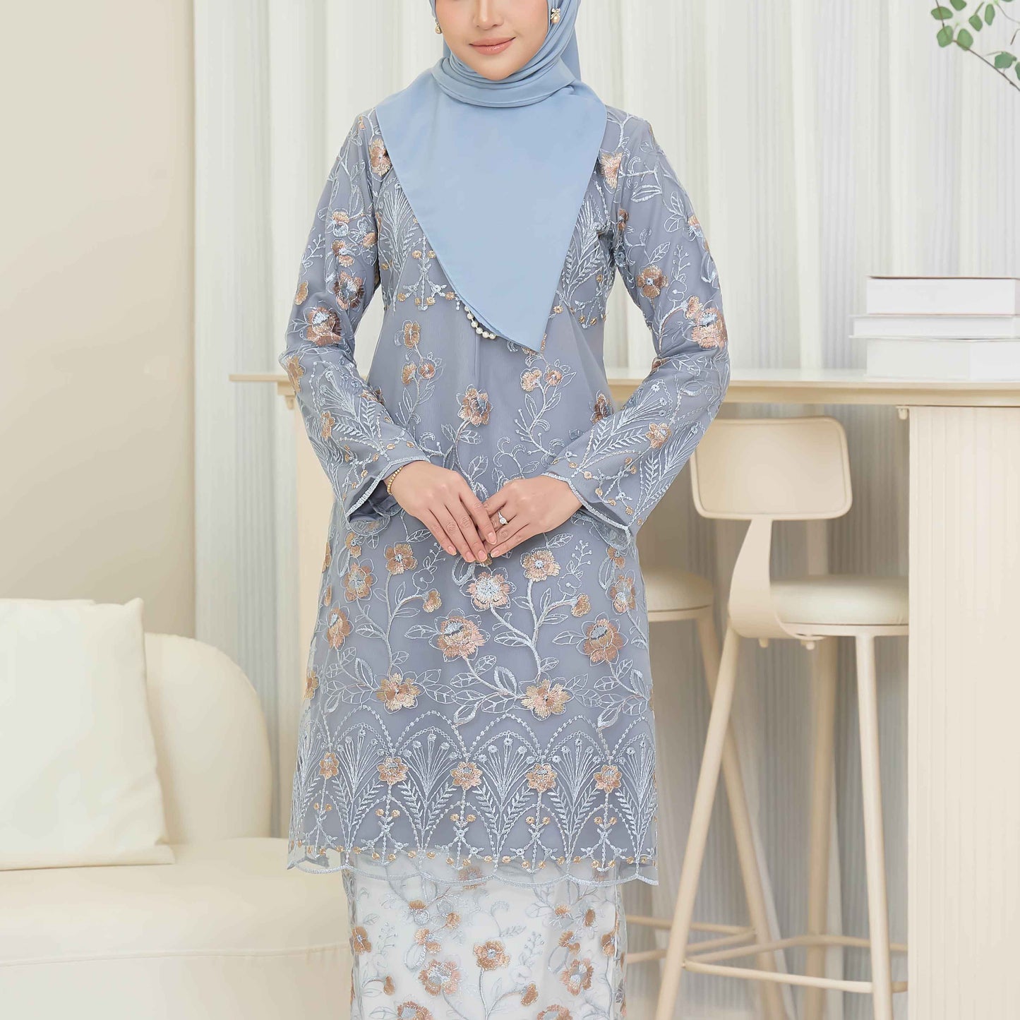 CLARA RIZQA - VANESSA baju kurung muslimah mom material premium como crepe + Lace
