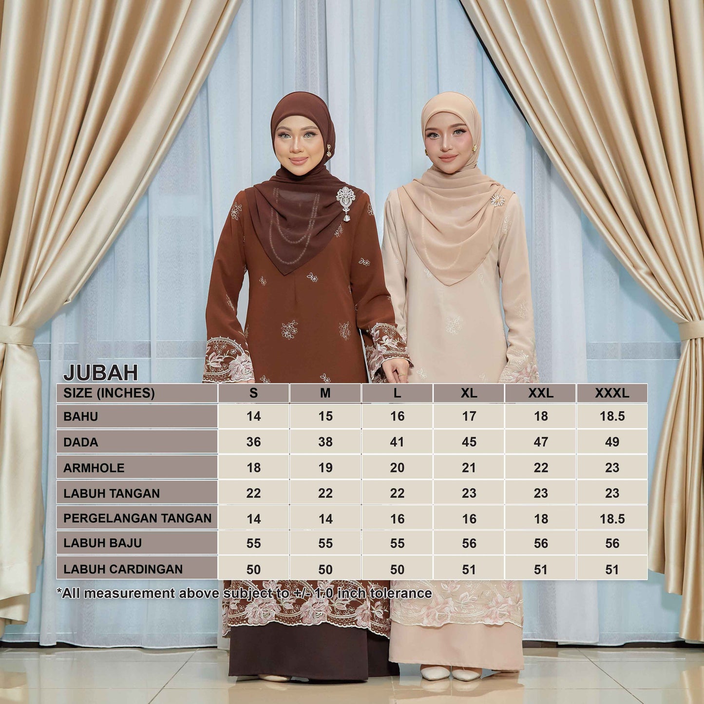 CLARA RIZQA - FEYARA Jubah Abaya material chiffon embroidery with lining como crepe