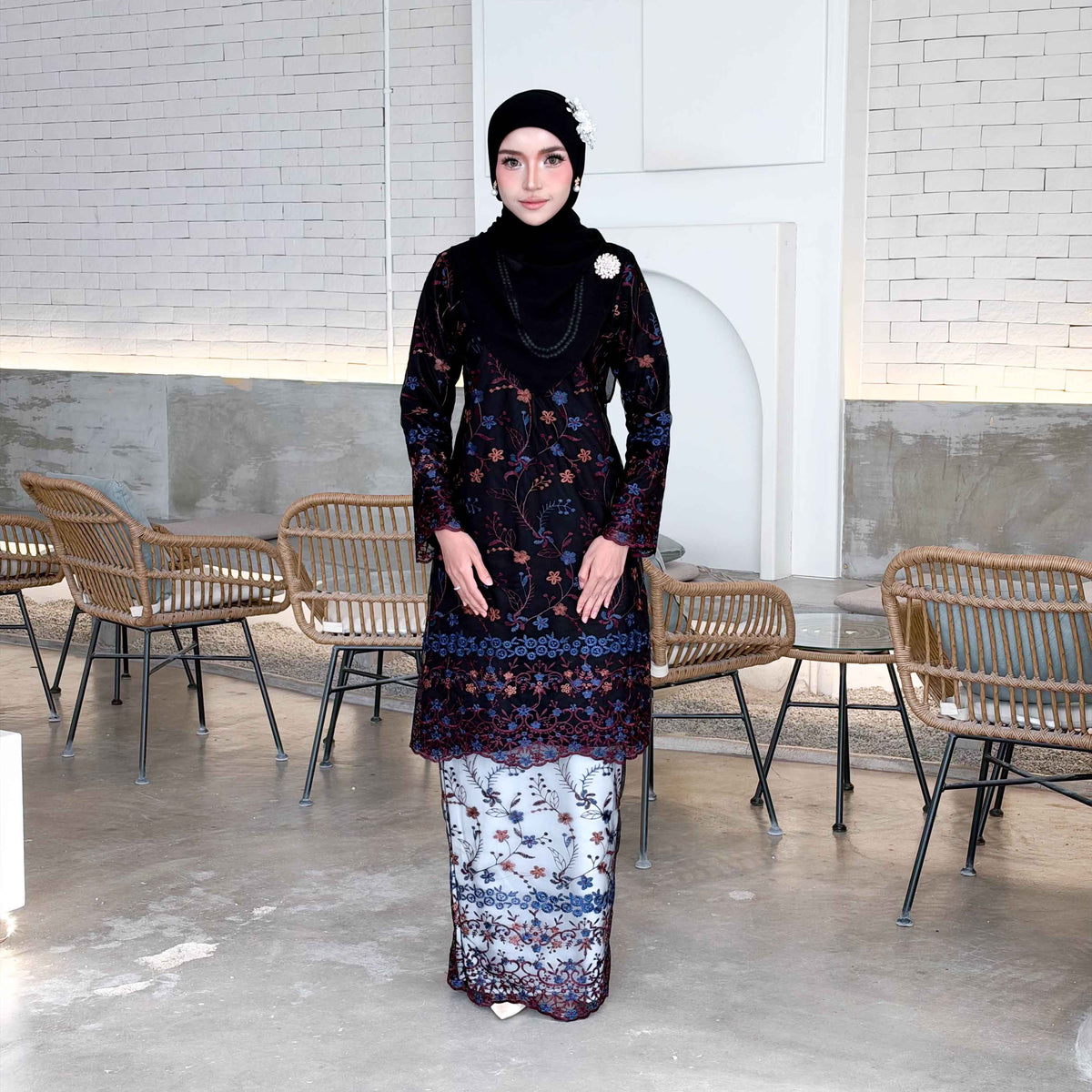 CLARA RIZQA - YASMIN baju kurung muslimah material premium como crepe + Lace