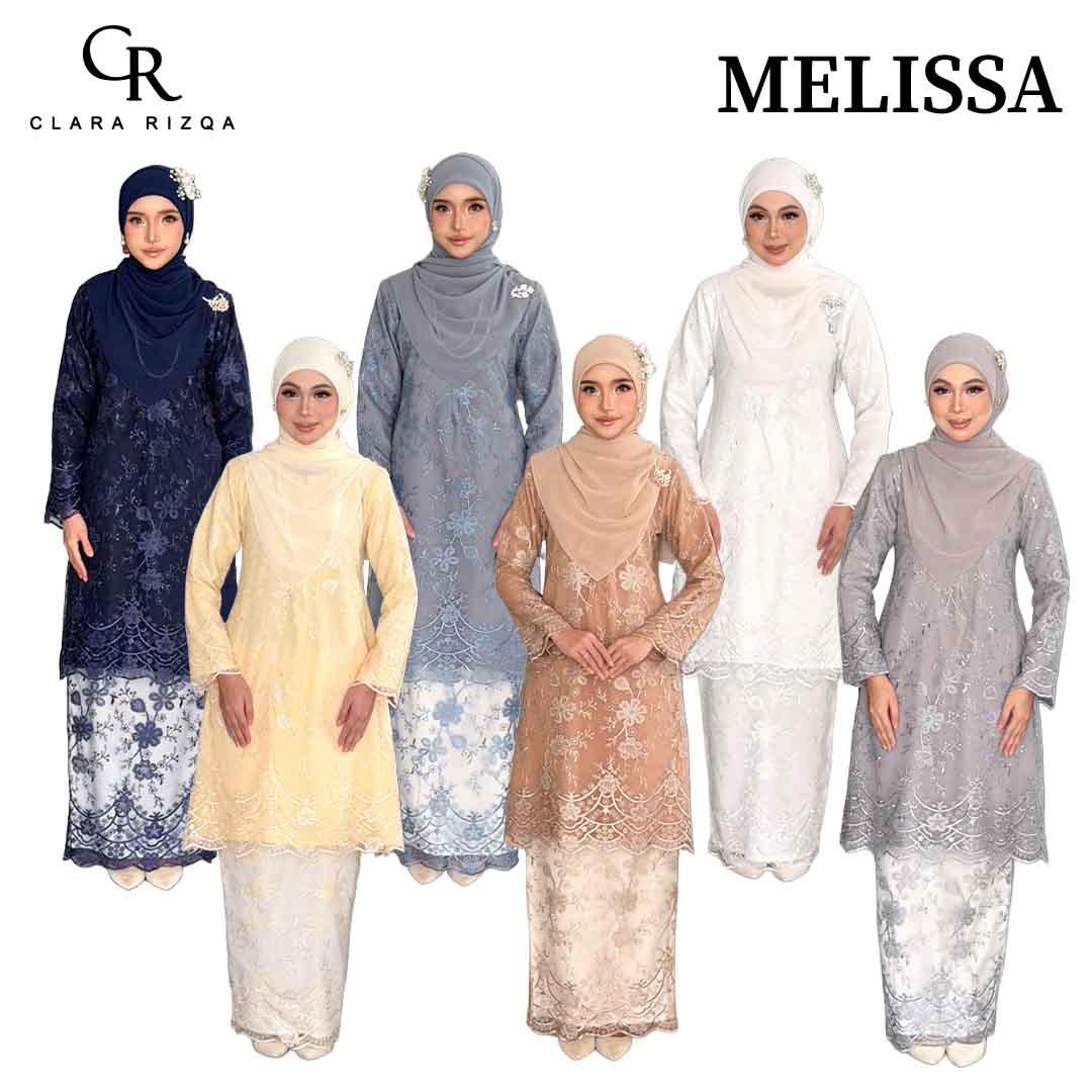 CLARA RIZQA -MELISSA baju kurung muslimah material premium como crepe + Lace