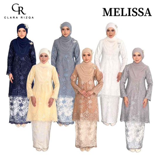 CLARA RIZQA -MELISSA baju kurung muslimah material premium como crepe + Lace