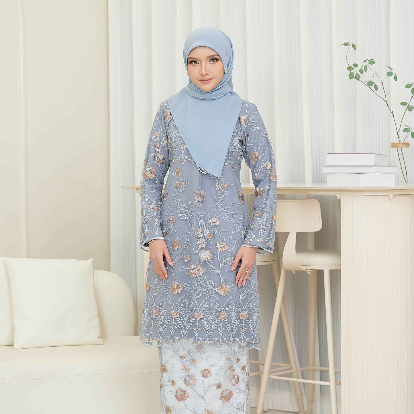 CLARA RIZQA - VANESSA baju kurung muslimah mom material premium como crepe + Lace