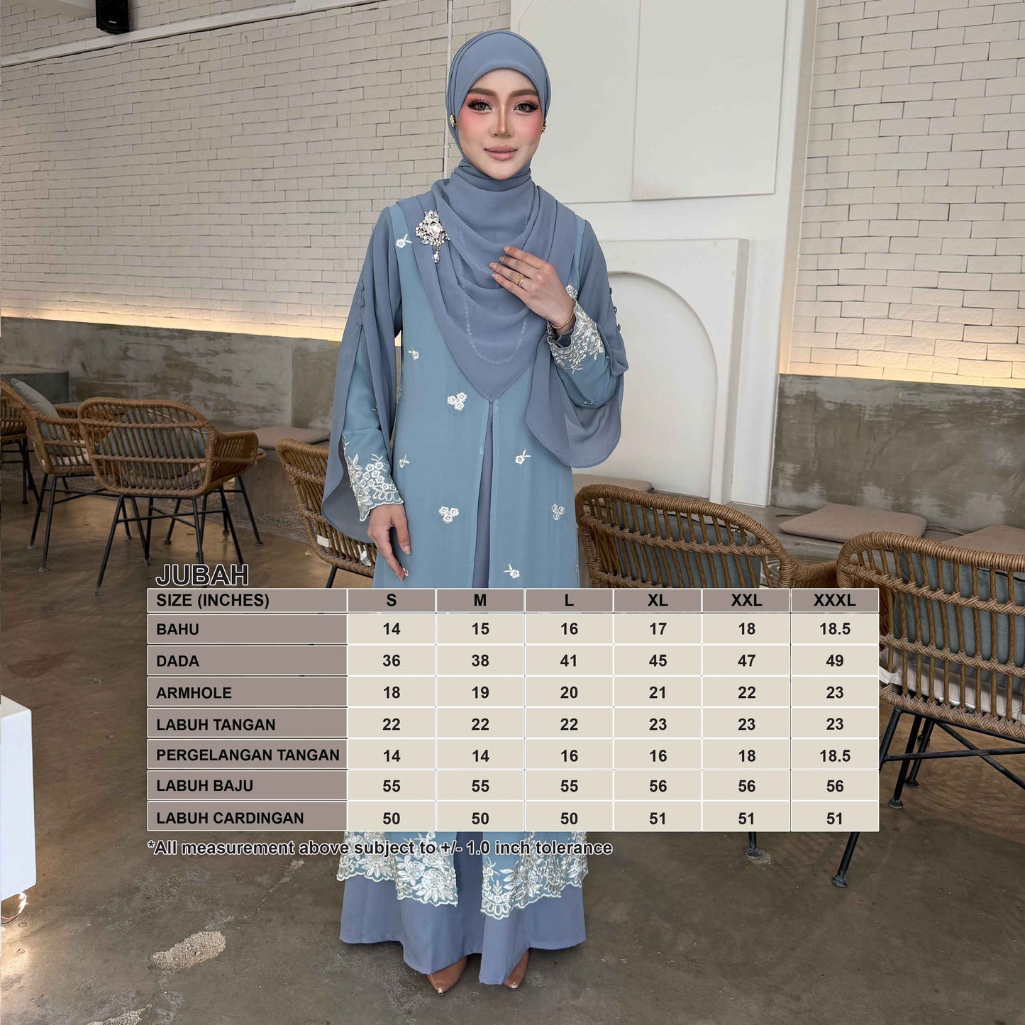 CLARA RIZQA - HAWRA Jubah Abaya material chiffon embroidery with lining como crepe