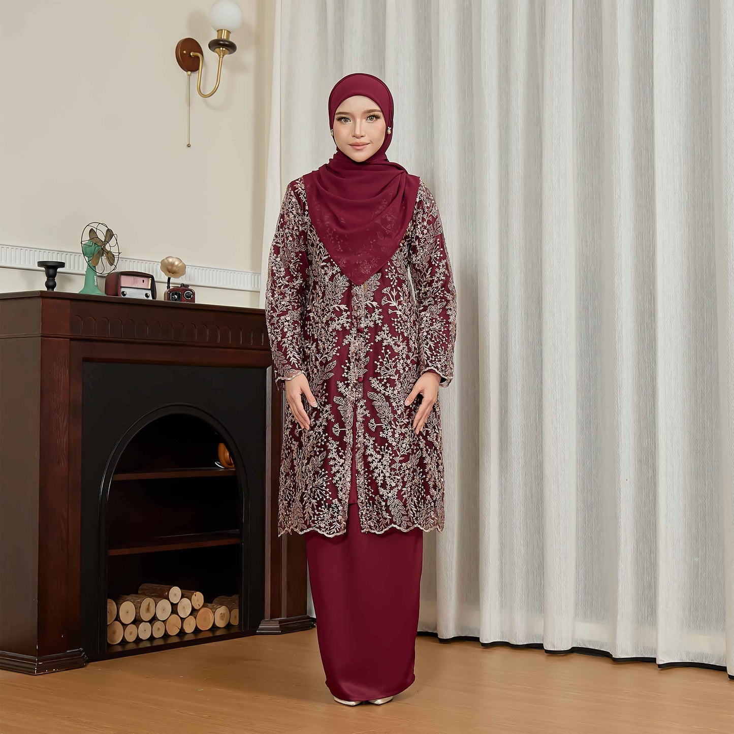 CLARA RIZQA - PETRA baju kurung moden material lace + sutera pearl lace