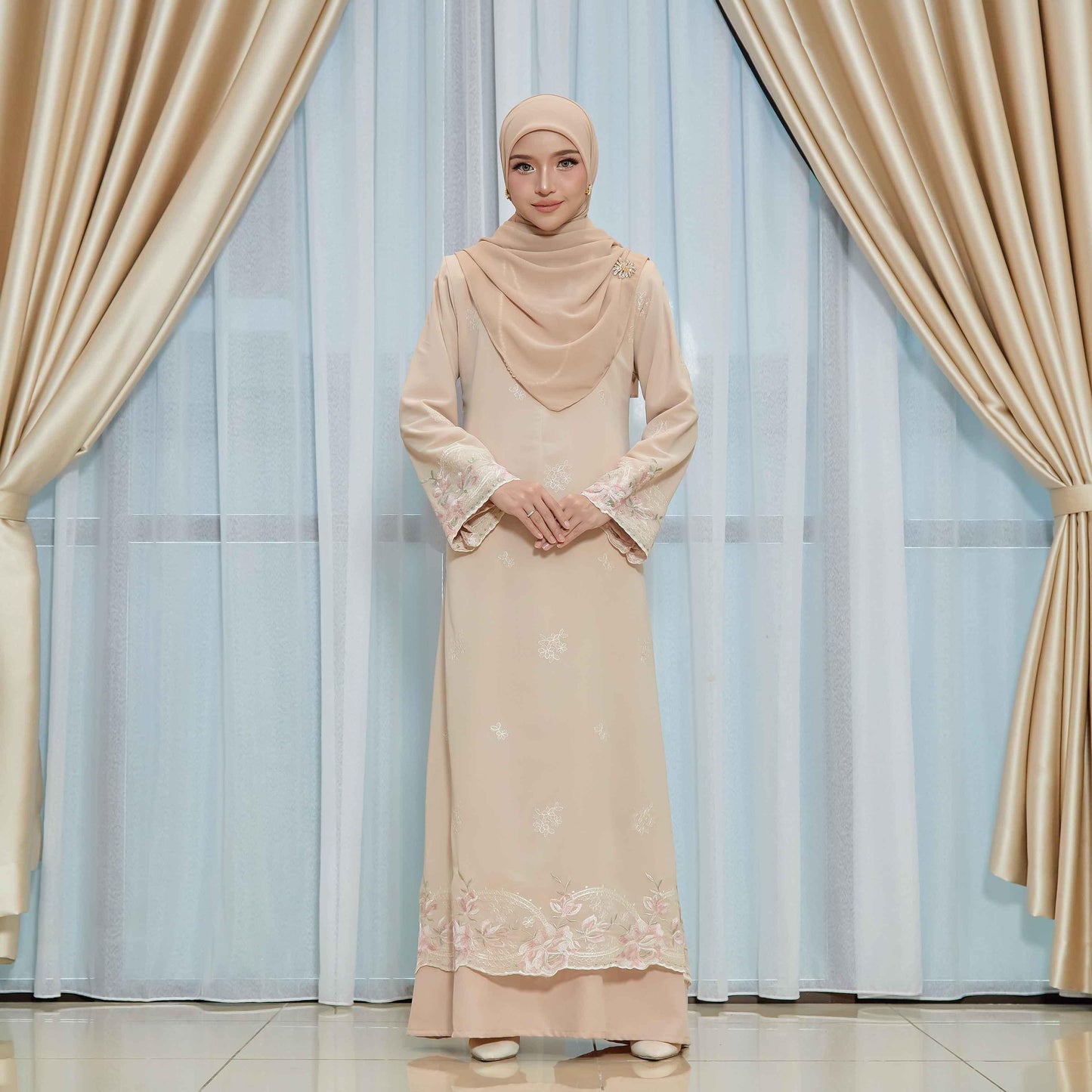 CLARA RIZQA - FEYARA Jubah Abaya material chiffon embroidery with lining como crepe