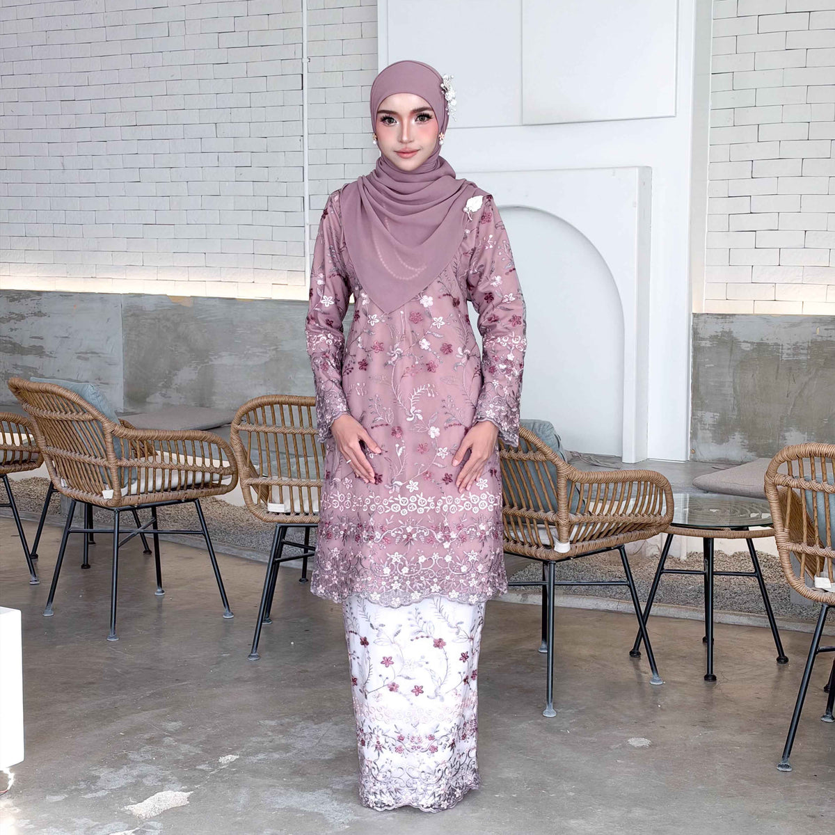 CLARA RIZQA - YASMIN baju kurung muslimah material premium como crepe + Lace