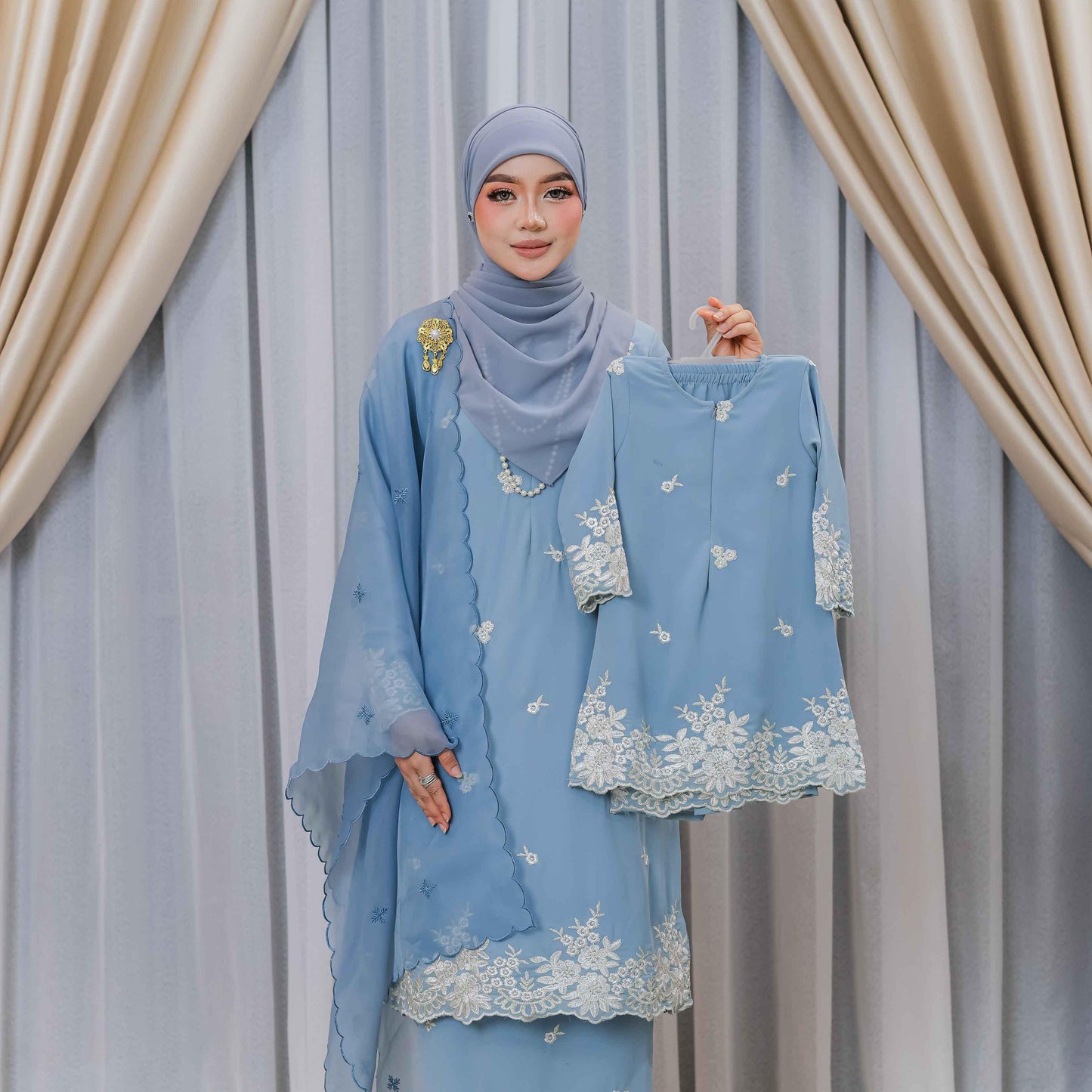 CLARA RIZQA - AVELINE baju kurung cantik material Chiffon embroidery with lining (kids)