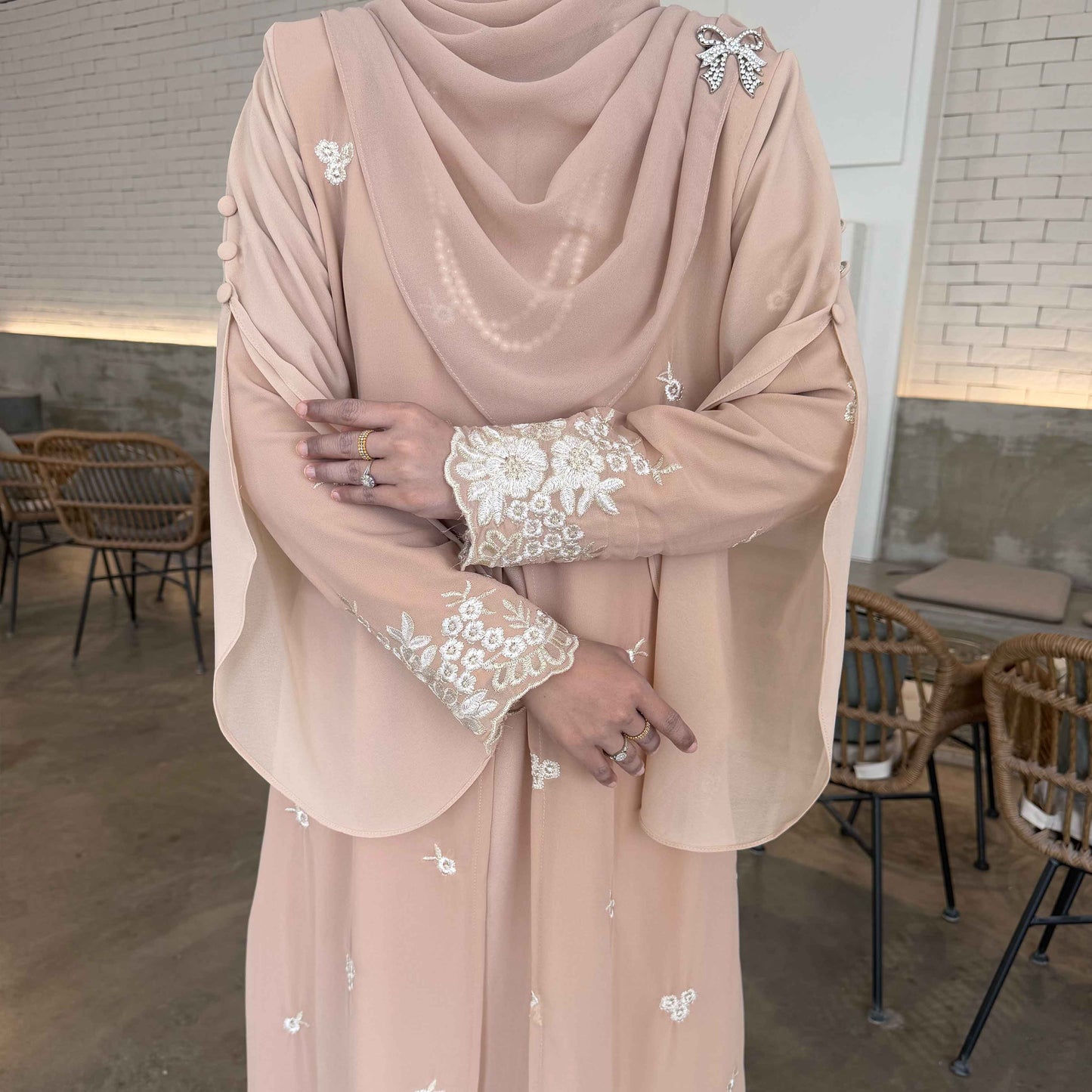 CLARA RIZQA - HAWRA Jubah Abaya material chiffon embroidery with lining como crepe
