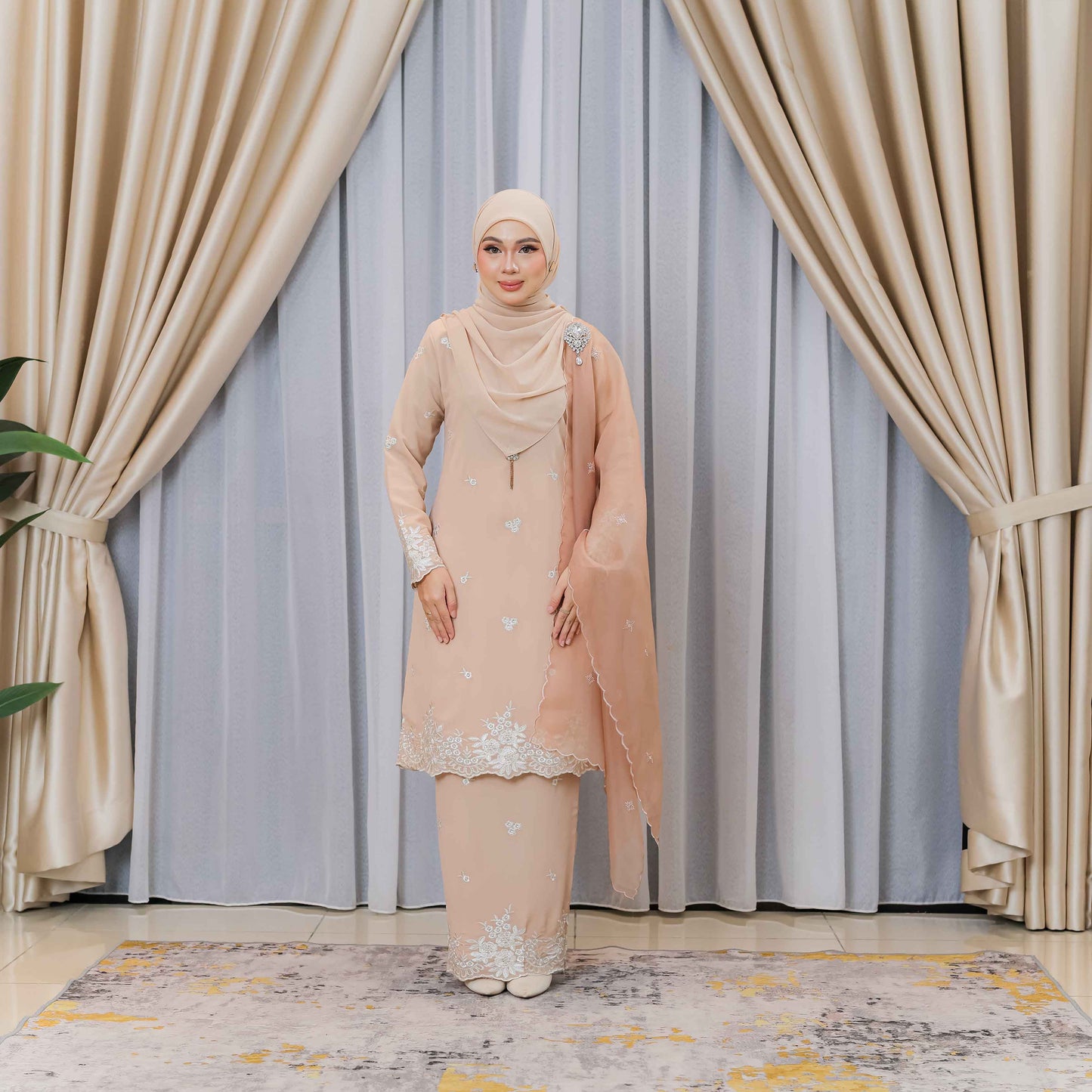 CLARA RIZQA - AVELINE baju kurung cantik material Chiffon embroidery with lining (mom)