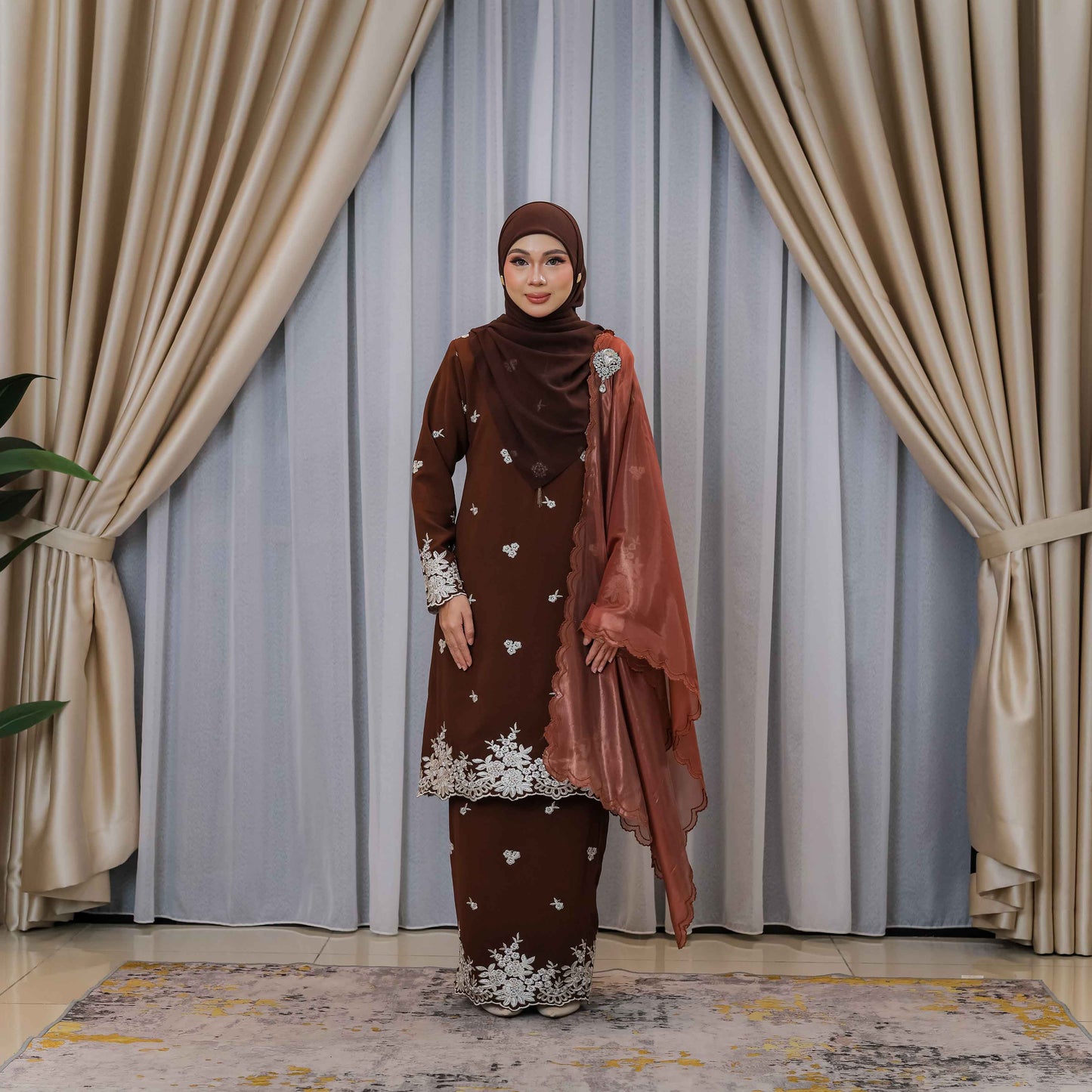 CLARA RIZQA - AVELINE baju kurung cantik material Chiffon embroidery with lining (mom)