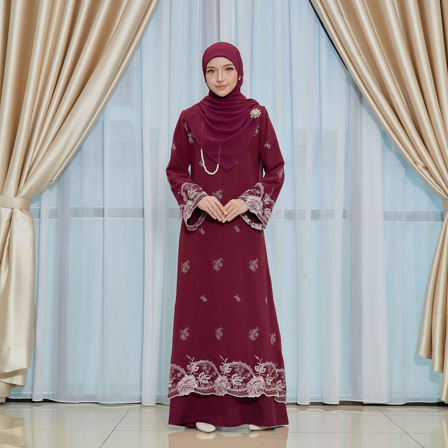 CLARA RIZQA - FEYARA Jubah Abaya material chiffon embroidery with lining como crepe