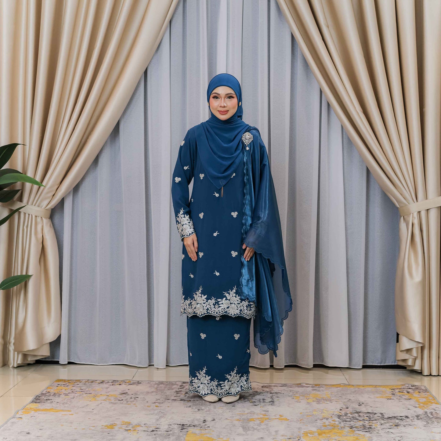 CLARA RIZQA - AVELINE baju kurung cantik material Chiffon embroidery with lining (mom)