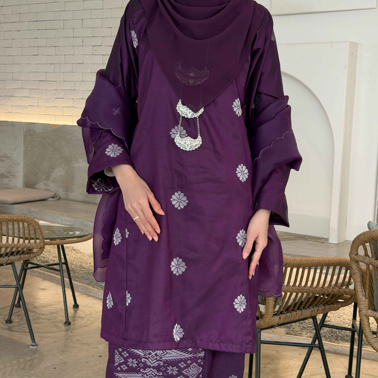 CLARA RIZQA - ANGGUN Baju Kurung Pesak Material Songket Tenun Asli