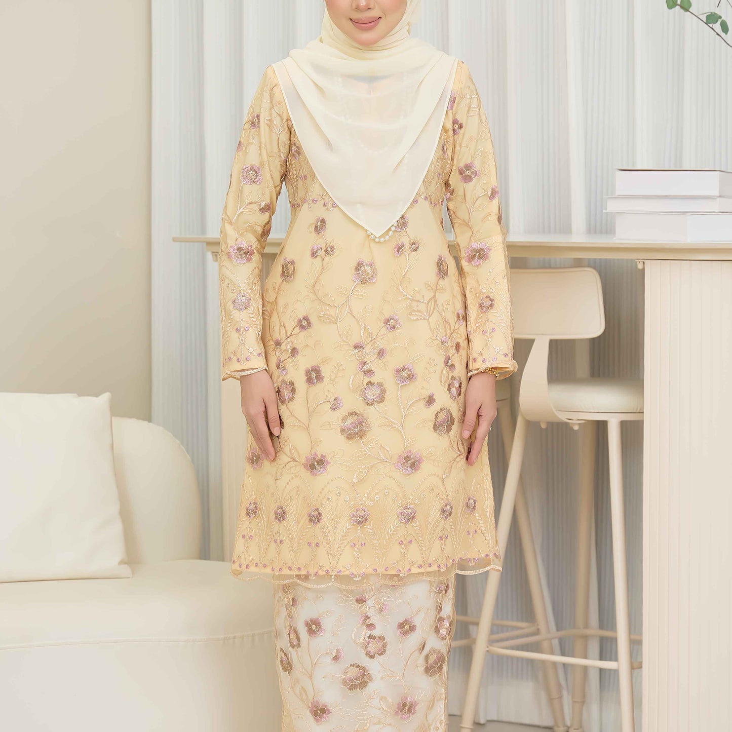 CLARA RIZQA - VANESSA baju kurung muslimah mom material premium como crepe + Lace