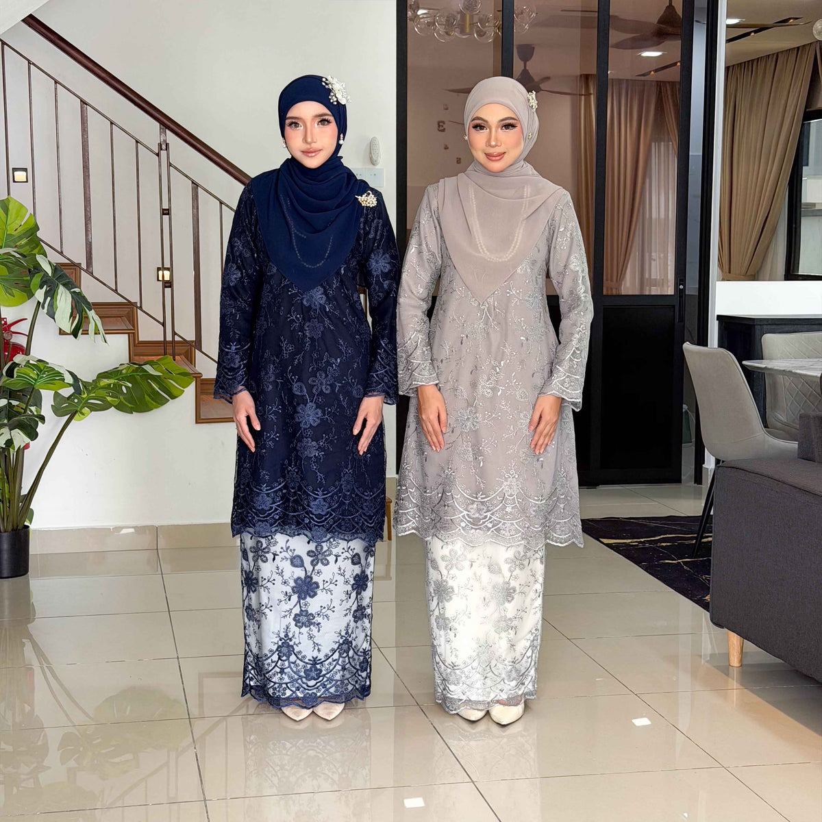 CLARA RIZQA -MELISSA baju kurung muslimah material premium como crepe + Lace