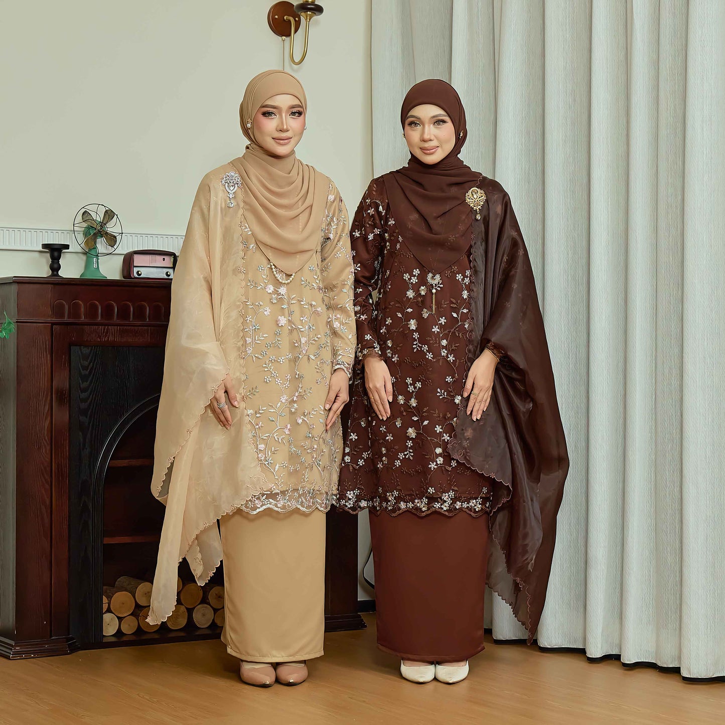 CLARA RIZQA - DIANDRA Mom baju kurung muslimah material premium pearl skin with lace