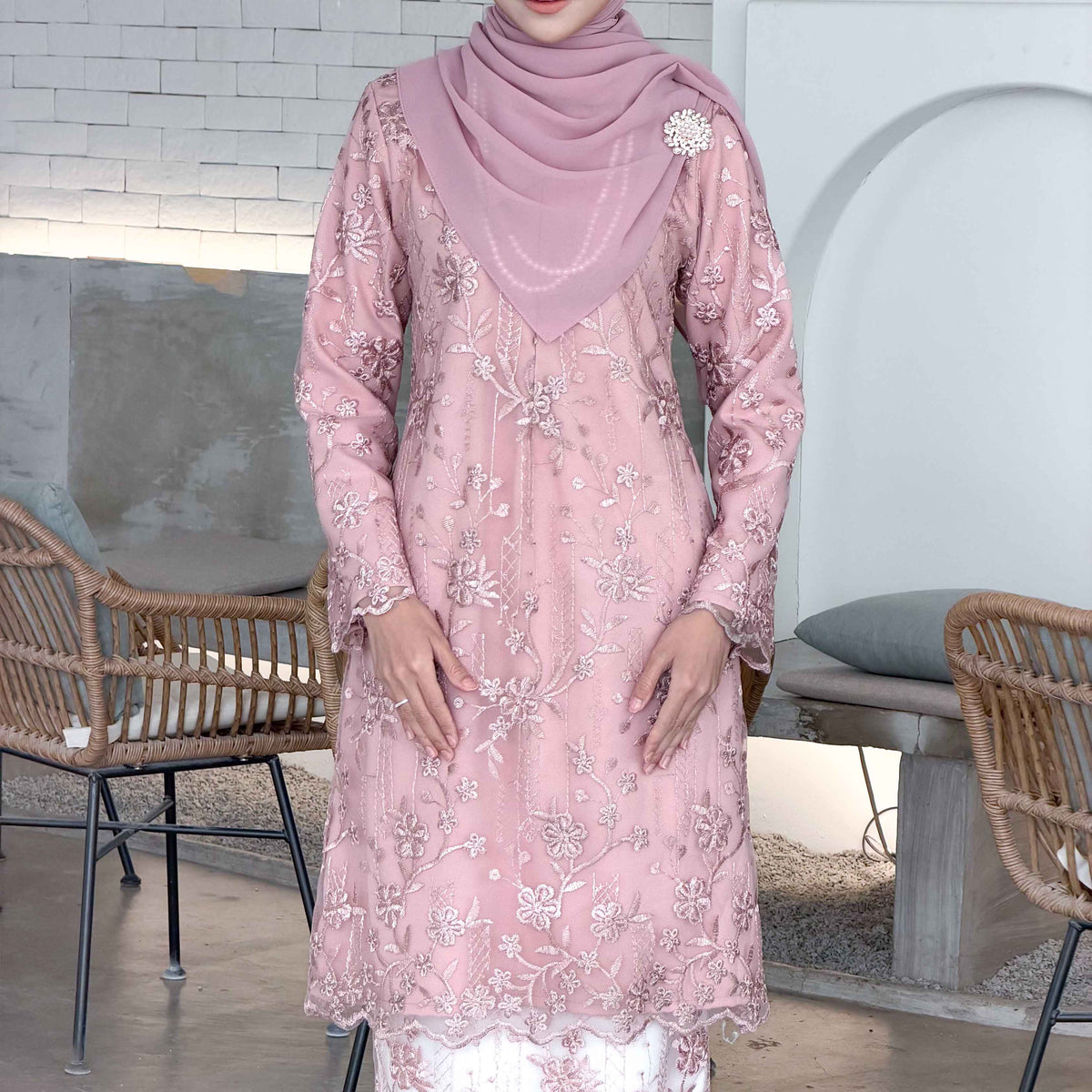 CLARA RIZQA - SOFIA baju kurung muslimah material premium como crepe + Lace