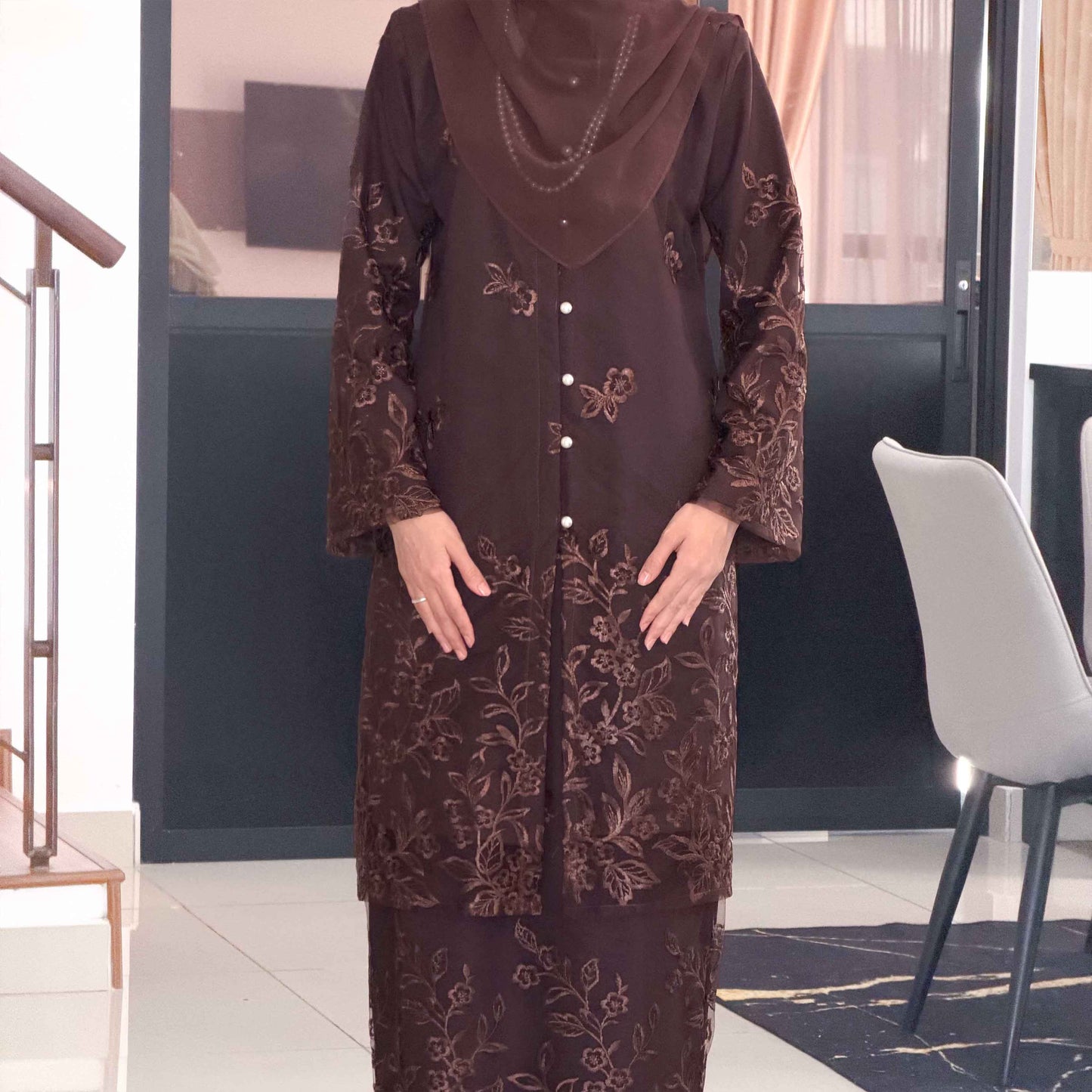 CLARA RIZQA - DALISHA baju kurung muslimah material premium como crepe + Lace