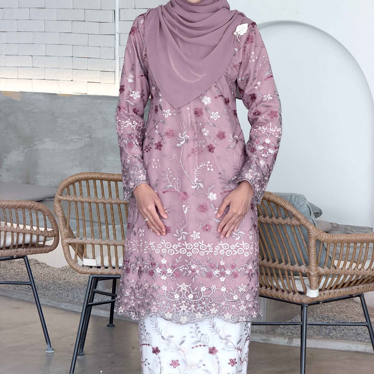 CLARA RIZQA - YASMIN baju kurung muslimah material premium como crepe + Lace