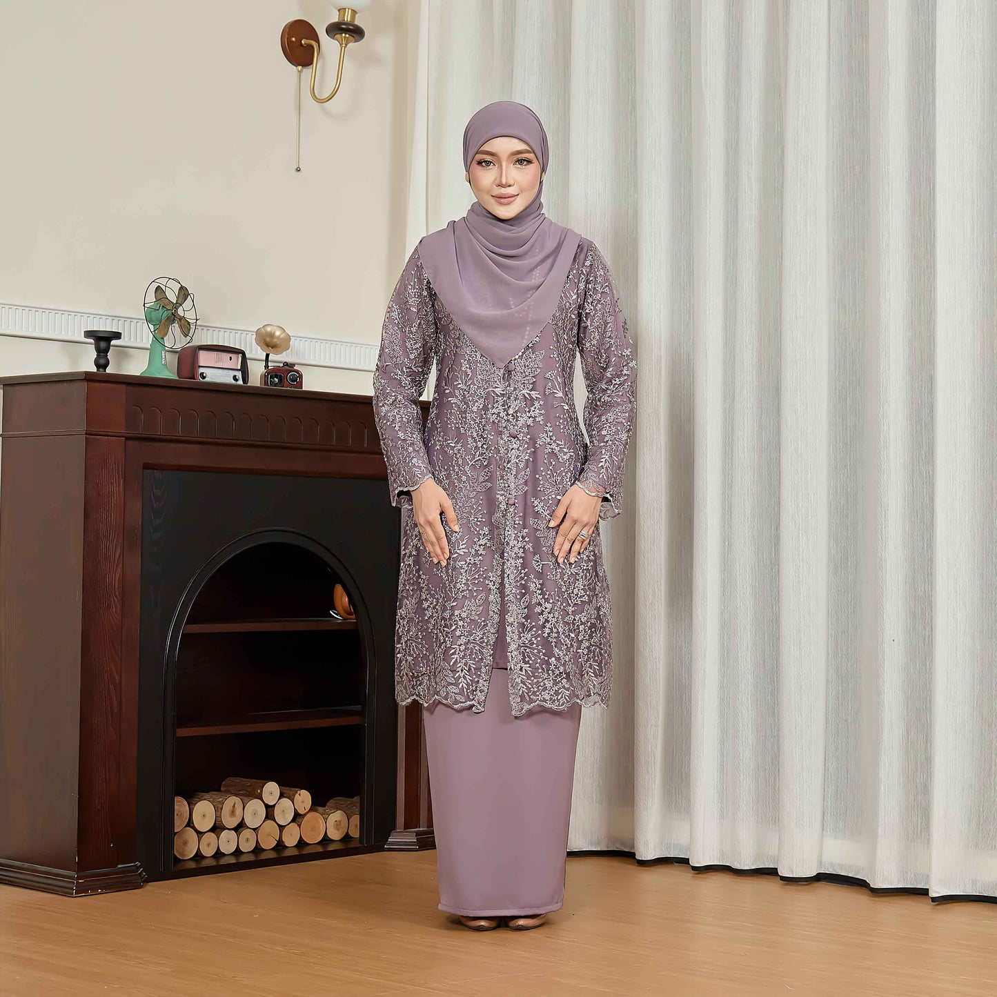 CLARA RIZQA - PETRA baju kurung moden material lace + sutera pearl lace