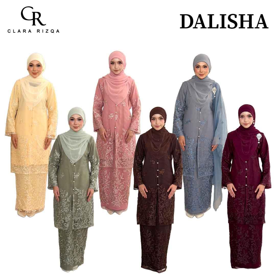 CLARA RIZQA - DALISHA baju kurung muslimah material premium como crepe + Lace
