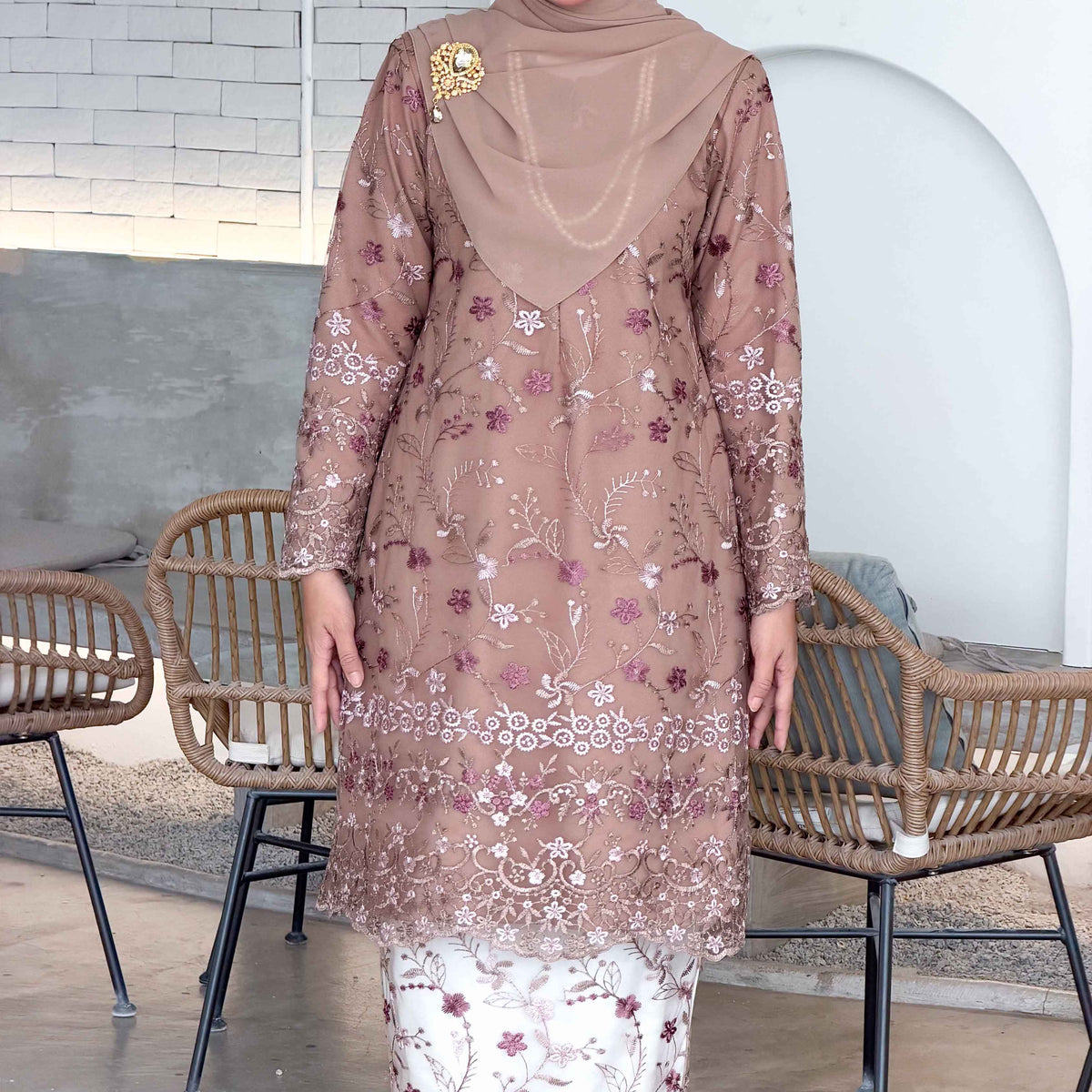 CLARA RIZQA - YASMIN baju kurung muslimah material premium como crepe + Lace