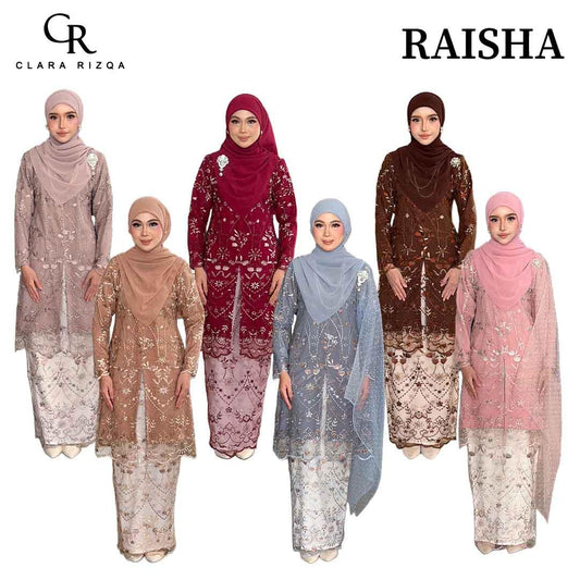 CLARA RIZQA -RAISHA baju kurung muslimah material premium como crepe + Lace