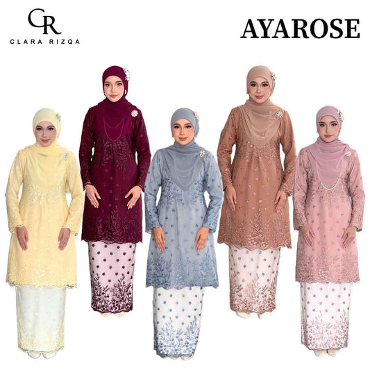 CLARA RIZQA - AYAROSE baju kurung muslimah material premium como crepe + Lace