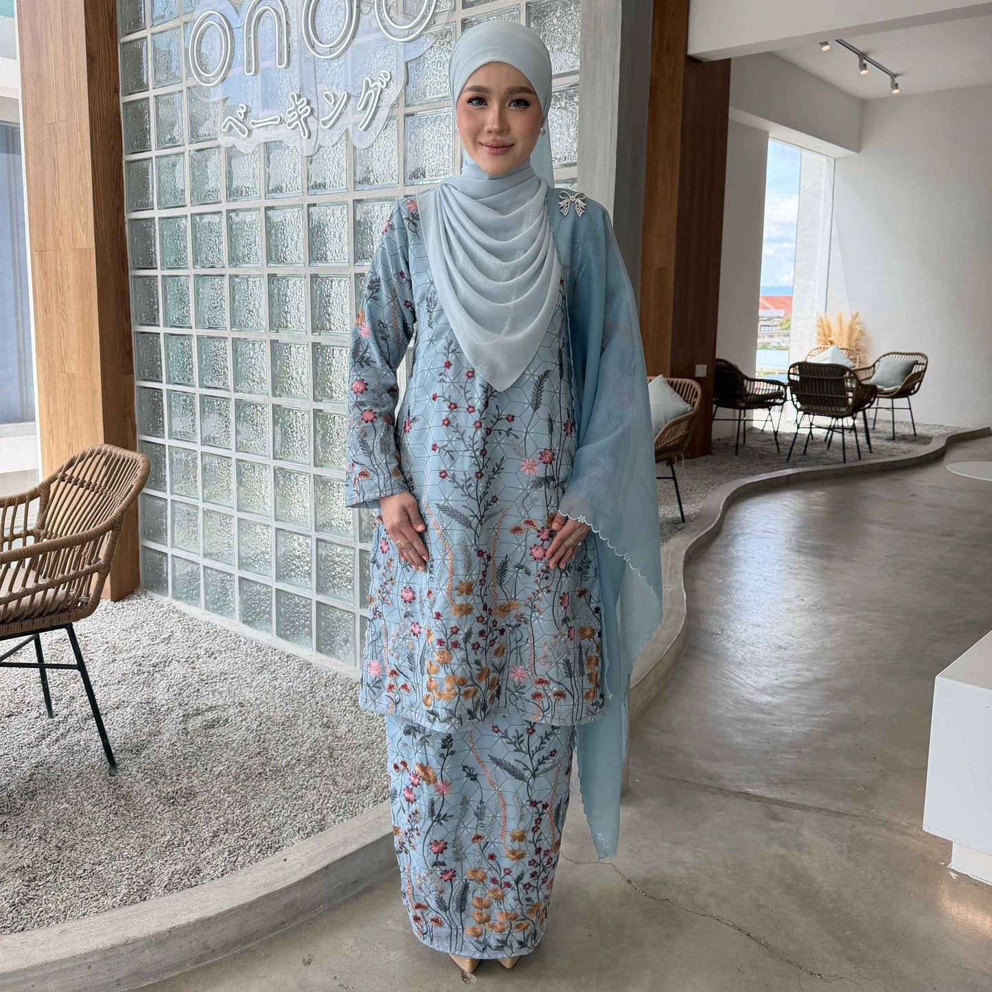 CLARA RIZQA - CAMELLA baju kurung cantik moden material Chiffon Embroidery with lining