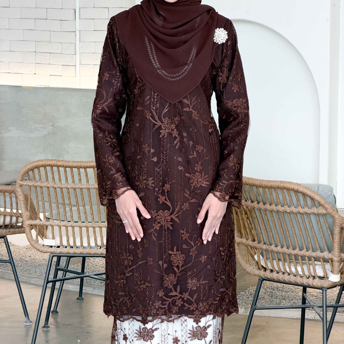 CLARA RIZQA - SOFIA baju kurung muslimah material premium como crepe + Lace