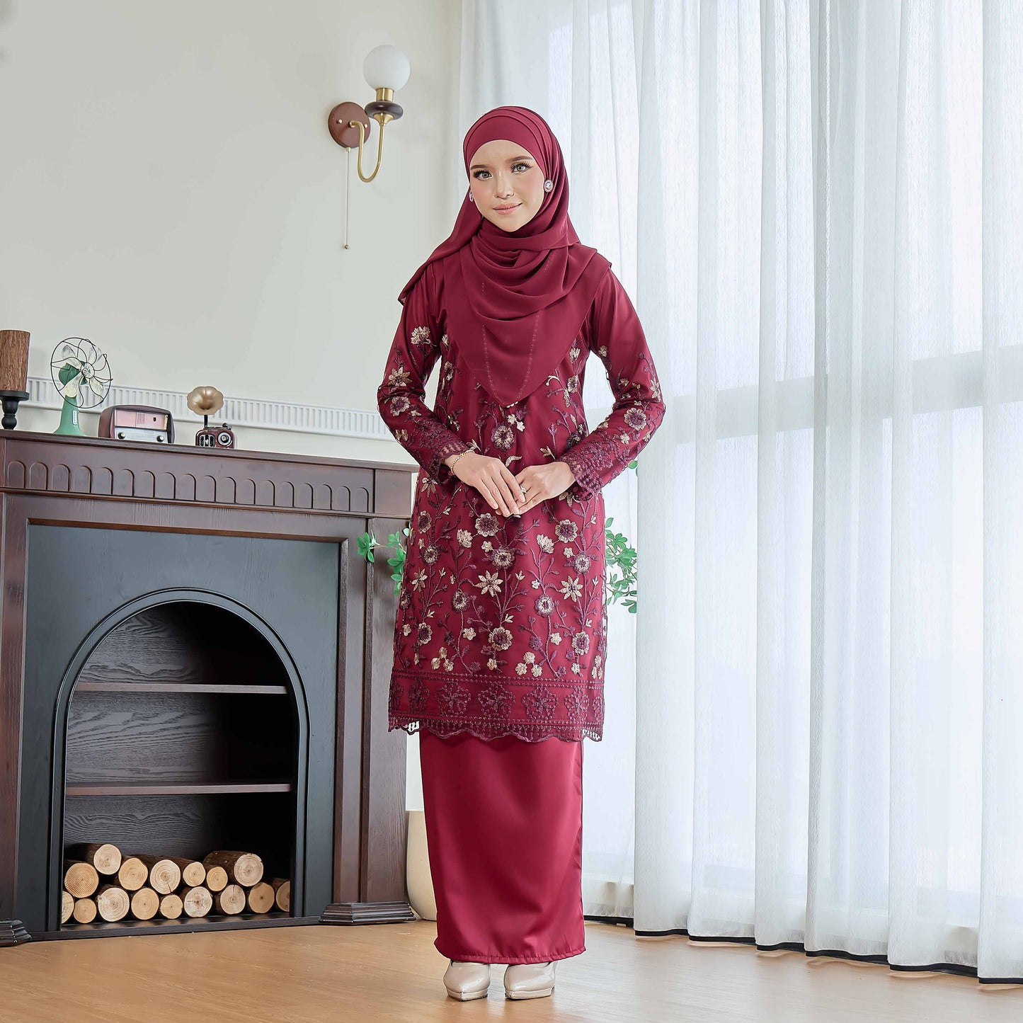 CLARA RIZQA - Catriona Mom baju kurung muslimah material premium pearl skin with lace