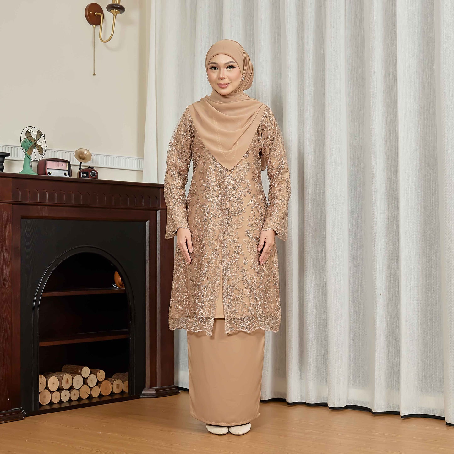 CLARA RIZQA - PETRA baju kurung moden material lace + sutera pearl lace
