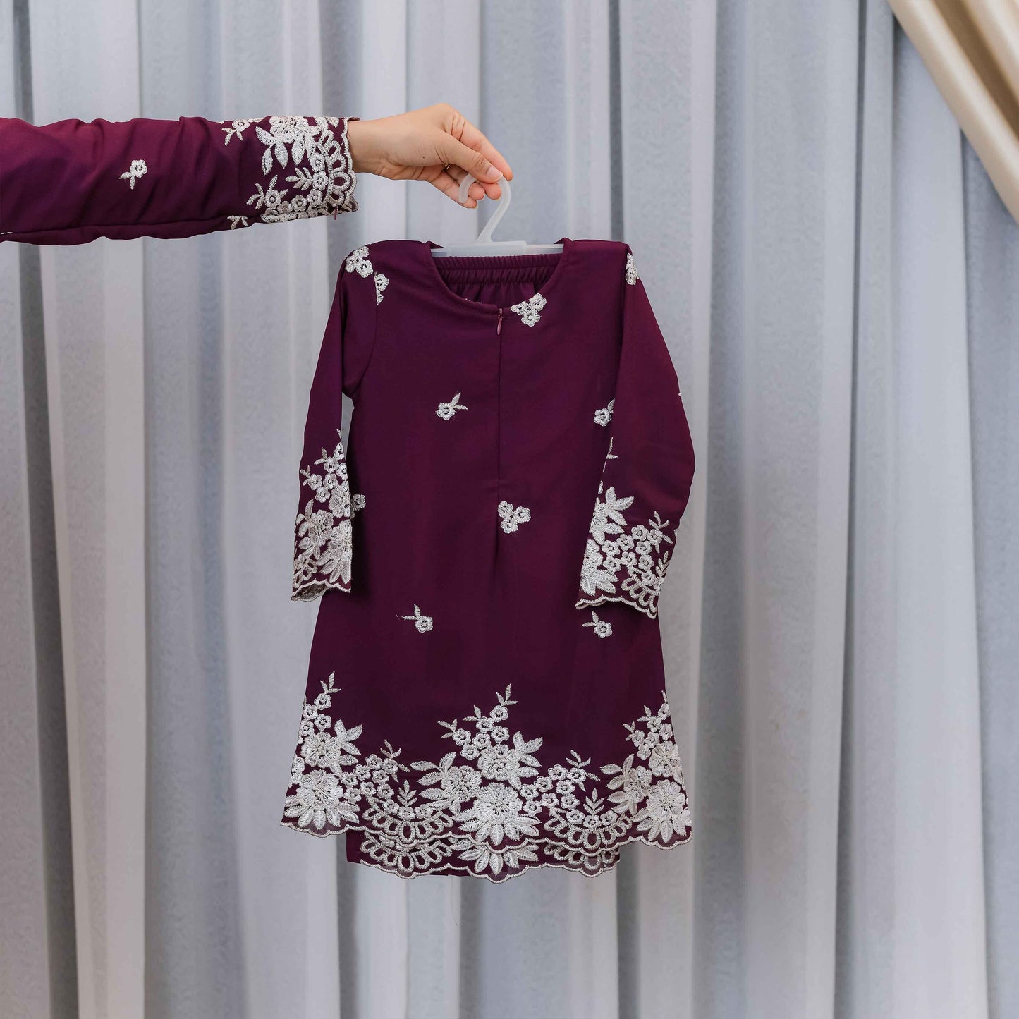 CLARA RIZQA - AVELINE baju kurung cantik material Chiffon embroidery with lining (kids)