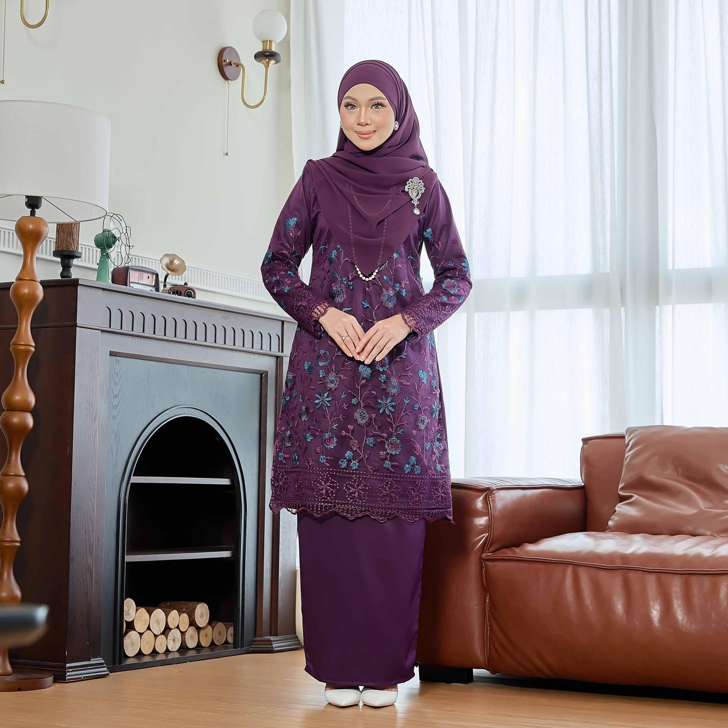 CLARA RIZQA - Catriona Mom baju kurung muslimah material premium pearl skin with lace