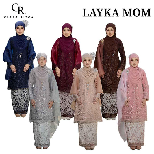 CLARA RIZQA - LAYKA baju kurung muslimah mom material premium como crepe + Lace