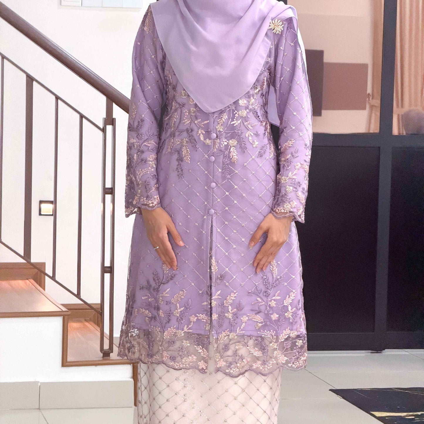 CLARA RIZQA - CALISA baju kurung muslimah material premium como crepe + Lace