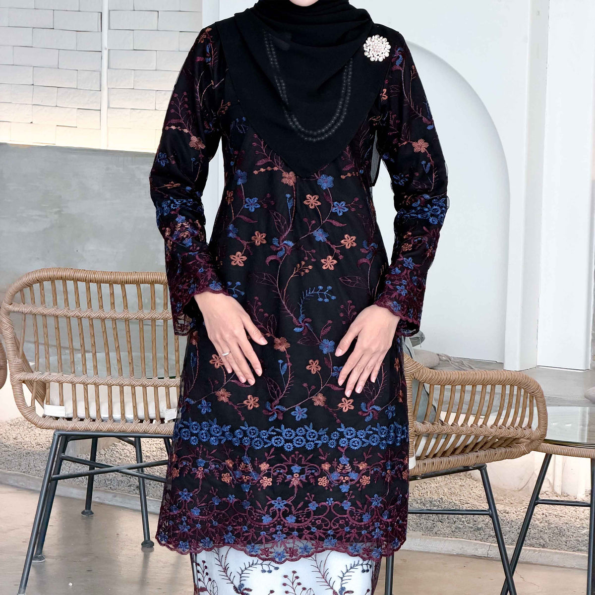 CLARA RIZQA - YASMIN baju kurung muslimah material premium como crepe + Lace