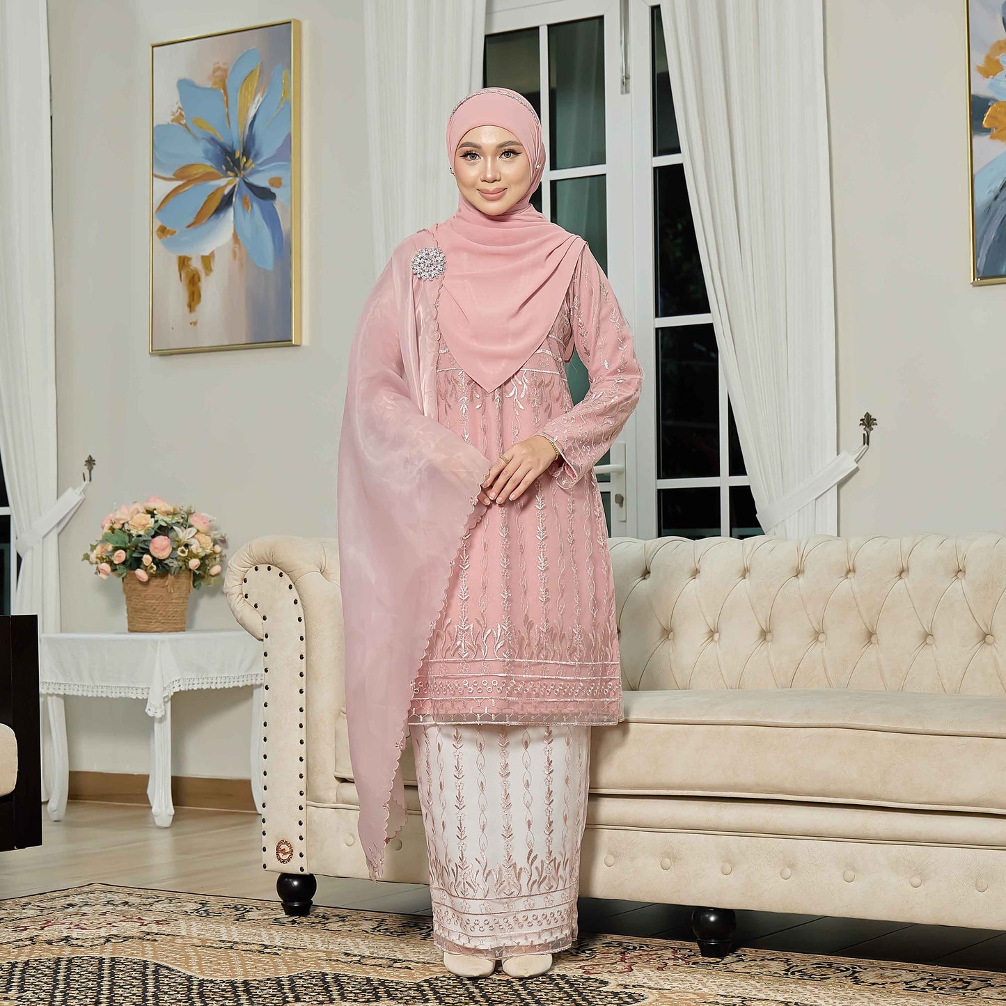 CLARA RIZQA - VIANNA baju kurung muslimah mom material premium como crepe + Lace
