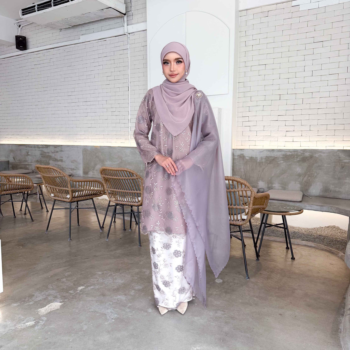 CLARA RIZQA - ELVINA baju kurung muslimah material premium como crepe + Lace