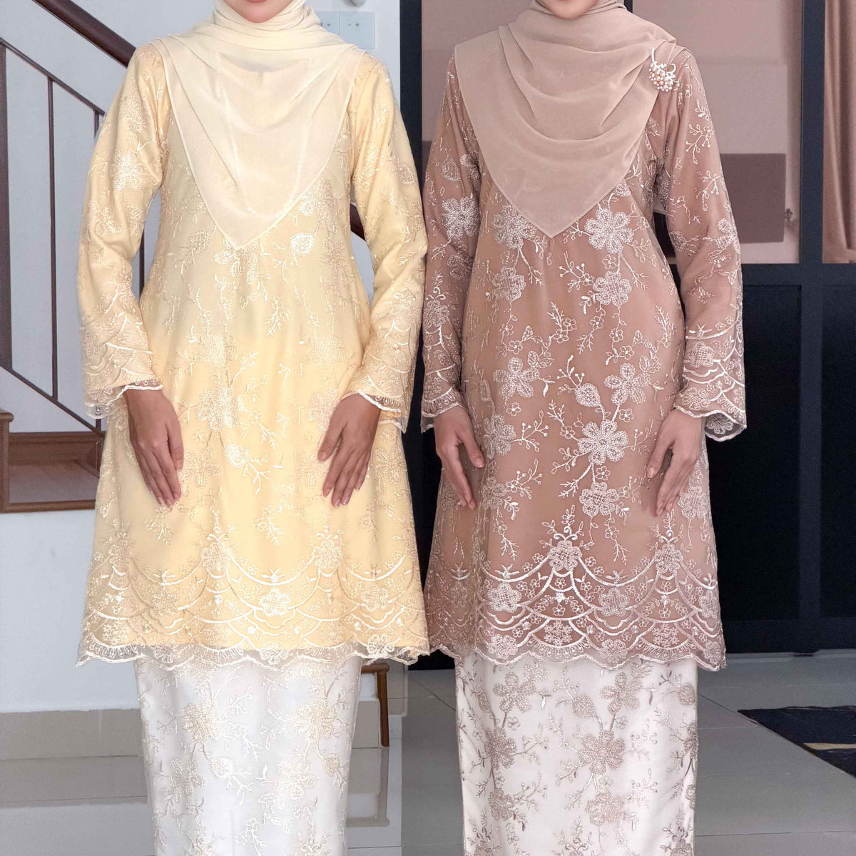 CLARA RIZQA -MELISSA baju kurung muslimah material premium como crepe + Lace