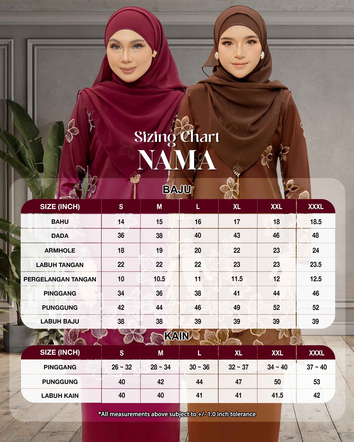 CLARA RIZQA -  MONICA Baju Kurung cantik material lace + pearl skin lining